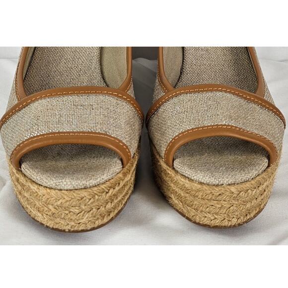 TORY BURCH WOMEN'S BEIGE / BROWN MAJORICA 5" WEDGE HEEL ESPADRILLE SIZE 8 (38.5) - Picture 10 of 14